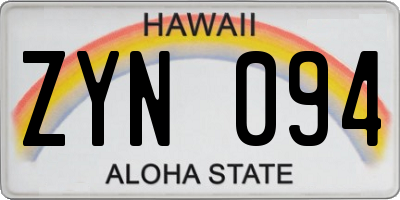 HI license plate ZYN094