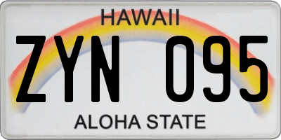 HI license plate ZYN095
