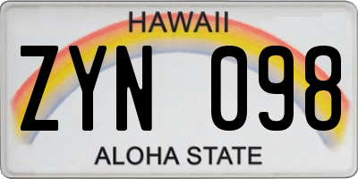 HI license plate ZYN098