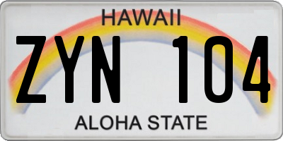 HI license plate ZYN104