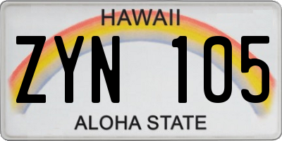 HI license plate ZYN105