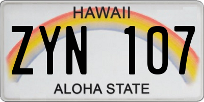 HI license plate ZYN107