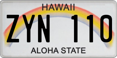 HI license plate ZYN110