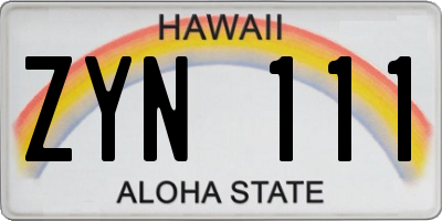 HI license plate ZYN111