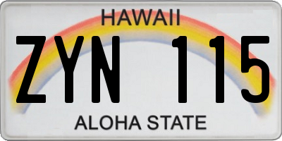 HI license plate ZYN115