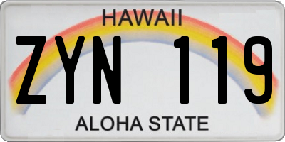 HI license plate ZYN119