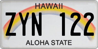 HI license plate ZYN122