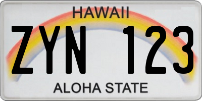 HI license plate ZYN123