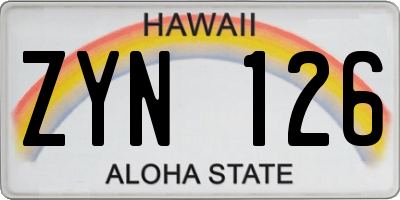 HI license plate ZYN126