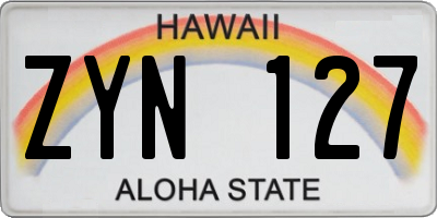 HI license plate ZYN127