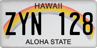 HI license plate ZYN128
