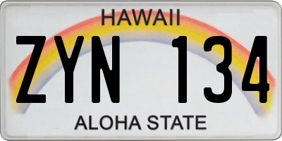 HI license plate ZYN134