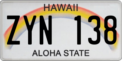 HI license plate ZYN138