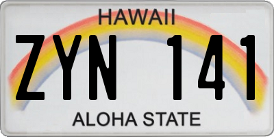HI license plate ZYN141