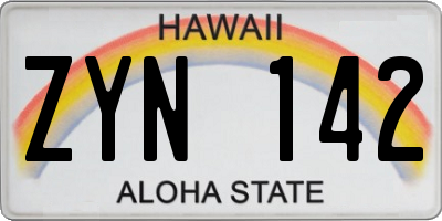 HI license plate ZYN142