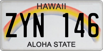 HI license plate ZYN146