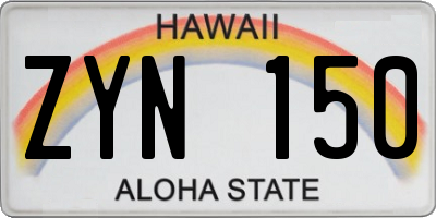 HI license plate ZYN150