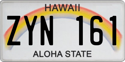 HI license plate ZYN161