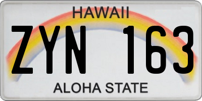 HI license plate ZYN163
