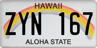 HI license plate ZYN167