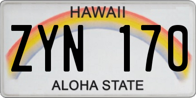 HI license plate ZYN170