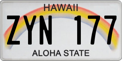 HI license plate ZYN177