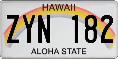 HI license plate ZYN182