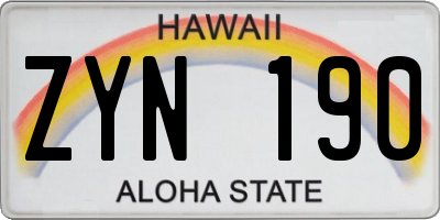 HI license plate ZYN190