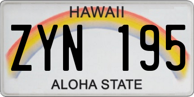 HI license plate ZYN195