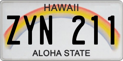 HI license plate ZYN211