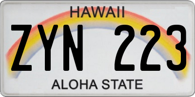HI license plate ZYN223