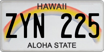 HI license plate ZYN225