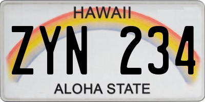 HI license plate ZYN234