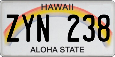 HI license plate ZYN238