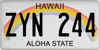 HI license plate ZYN244