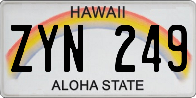 HI license plate ZYN249