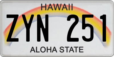 HI license plate ZYN251