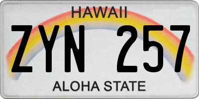 HI license plate ZYN257