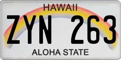 HI license plate ZYN263