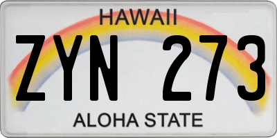HI license plate ZYN273