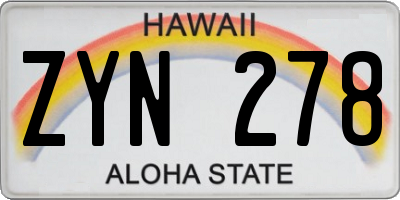 HI license plate ZYN278