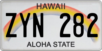 HI license plate ZYN282