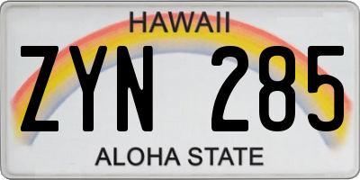 HI license plate ZYN285
