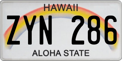 HI license plate ZYN286