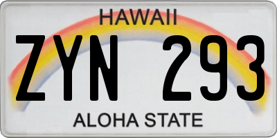 HI license plate ZYN293