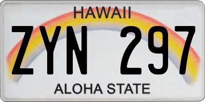 HI license plate ZYN297
