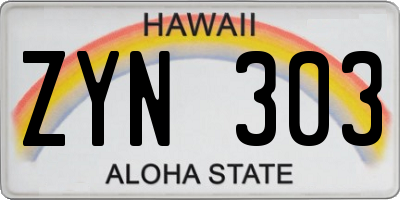 HI license plate ZYN303