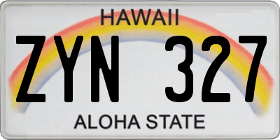 HI license plate ZYN327