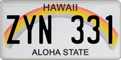 HI license plate ZYN331