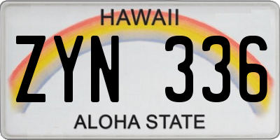 HI license plate ZYN336